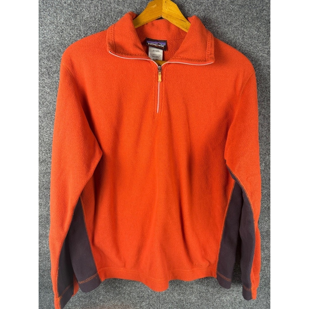 Patagonia Synchilla Fleece Pullover Womens L Orange Quarter Zip Mid Layer Jacket - Picture 2 of 9